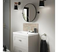 Splashwall Alloy Matt Beige Treviso Travertine Effect Laminate Adhesive Bathroom Splashback (H)25Cm (W)60Cm