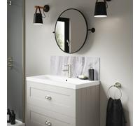 Splashwall Alloy Matt Cream Marble Effect Laminate Adhesive Bathroom Splashback (H)25Cm (W)80Cm