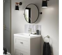 Splashwall Alloy Matt Cream Marmo Migliora Marble Effect Laminate Adhesive Bathroom Splashback (H)25Cm (W)60Cm