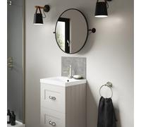 Splashwall Alloy Matt Grey Caldeira Stone Effect Laminate Adhesive Bathroom Splashback (H)25Cm (W)40Cm