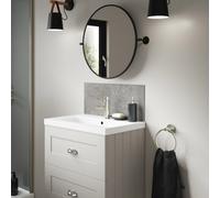 Splashwall Alloy Matt Grey Caldeira Stone Effect Laminate Adhesive Bathroom Splashback (H)25Cm (W)60Cm