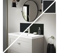 Splashwall Alloy Matt Midnight Grey & Hadrian Green Laminate Adhesive Double-Sided Bathroom Splashback (H)25Cm (W)80Cm