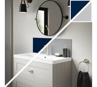 Splashwall Alloy Matt Starry Night Blue & Urban Grey Laminate Adhesive Double-Sided Bathroom Splashback (H)25Cm (W)80Cm