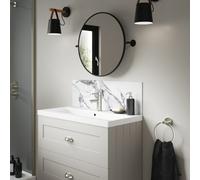 Splashwall Alloy Matt White Marmo Migliora Marble Effect Laminate Adhesive Bathroom Splashback (H)25Cm (W)80Cm