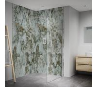 Splashwall Elite 2 Panel Composite Bathroom & Wet Room Decorative Panel Kit (L)2420mm (W)1200mm - Onyx Verde Marble Effect