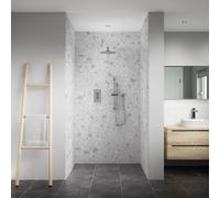 Splashwall Elite 3 Panel Composite Bathroom & Wet Room Decorative Panel Kit (L)2420mm (W)1200mm - Light Grey Terrazzo Stone Effect