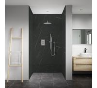 Splashwall Elite 3 Panel Composite Bathroom & Wet Room Decorative Panel Kit (L)2420mm (W)1200mm - Marbre Celeste Marble Effect