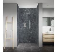 Splashwall Elite 3 Panel Composite Bathroom & Wet Room Decorative Panel Kit (L)2420mm (W)1200mm - Parisien Blue Marble Effect