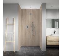 Splashwall Elite 3 Panel Composite Wall Panel Kit (L)2420mm (W)1200mm - Light Oak Brown