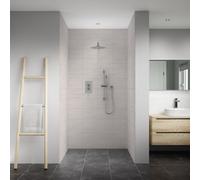 Splashwall Elite 3 Panel Composite Wall Panel Kit (L)2420mm (W)1200mm - Natural Hessian Tile Effect