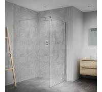 Splashwall Elite Composite Postformed Bathroom Panel (H)2420mm (W)1200mm - Matt Light Grey Tile Effect