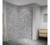 Splashwall Elite Composite Tongue & Groove Bathroom Panel (H)2420mm (W)1200mm - Matt Grey Silver Effect