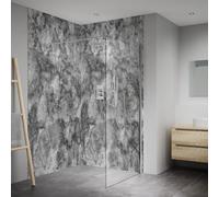 Splashwall Elite Composite Tongue & Groove Bathroom & Wet Room Decorative Panel (H)2420mm (W)1200mm - Gloss Onyx Grigio Marble Effect