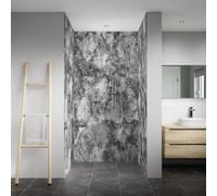 Splashwall Elite Composite Tongue & Groove Bathroom & Wet Room Decorative Panel (H)2420mm (W)600mm - Gloss Onyx Grigio Marble Effect