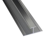 Splashwall H-Shaped Polished Panel Straight Joint (L)2420mm - Silver Effect