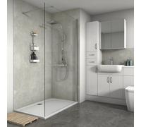 Splashwall Laminate Mdf Bathroom & Wet Room Panel (H)2420mm (W)1200mm - Matt White Concrete