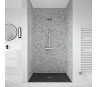Splashwall Laminate Tongue & Groove Bathroom & Wet Room Decorative Panel (H)2420mm (W)600mm - Matt Nuvolento Terrazzo Stone Effect