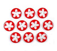 Splat Daisy Flower Round 2 Hole Buttons 17mm Wide Pack of 10 (Red)