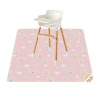 Splat Mat for Under High Chair/Arts/Crafts by CLCROBD, 51" Baby Anti-Slip Food Splash and Spill Mat for Eating Mess, Waterproof Floor Protector and Table Cloth (Rainbow Pink)