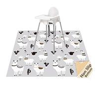 Splat Mat for Under High Chair/Arts/Crafts, WOMUMON Washable Splash Mat Waterproof Anti-slip Messy Floor Protector, Wipeable Table Cloth