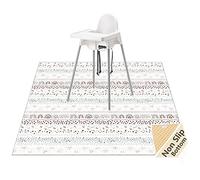 Splat Mat for Under High Chair/Arts/Crafts, WOMUMON Washable Spill Mat Waterproof Anti-Slip Floor Protector Splash Mat, Messy Mat and Table Cloth