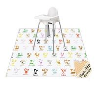 Splat Mat for Under High Chair/Arts/Crafts, WOMUMON Washable Splash Mat Waterproof Anti-slip Messy Floor Protector, Wipeable Table Cloth