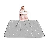 Splat Mat for Under High Chair Baby Splat Floor Mat Waterproof Reusable Anti Slip Kid Splat Floor Mat Portable Picnic Floor Feeding Table Cloth 53.14 X 53.14 Inch (Grey)
