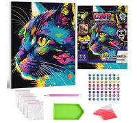 Splat Planet Bright Cat Framed Diamond Painting Kit, Rhinestone, Framed Diamond Art, 5D Diamond Painting Kit, Home Wall Decoration,Arts and Crafts for Adults,Kids,30x40cms