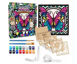 Splat Planet - Butterfly 3D Wooden Art Kit - Paint Your Own 3D Layered Wood Wall Art for Kids & Adults, DIY 3D Art Butterfly Wood Painting Kit Wooden Art and Craft Gift Set, 25 x 25cm