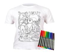 Splat Planet Cats Magic Colouring T-Shirt with 10 Non-Toxic Washable Magic Pens - Colour Your T-Shirt, Colour & Wash & Recolour (7-8 Years)