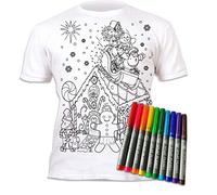 Splat Planet Christmas Gingerbread Magic Colouring T-Shirt with 10 Non-Toxic Washable Magic Pens - Colour Your T-Shirt, Colour & Wash & Recolour (UK, Age, 3 Years, 4 Years, Regular) White