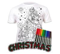 Splat Planet Christmas Gingerbread Magic Colouring T-Shirt with 10 Non-Toxic Washable Magic Pens - Colour Your T-Shirt, Colour & Wash & Recolour (UK, Age, 5 Years, 6 Years, Regular) White