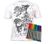 Splat Planet Christmas Snowman Magic Colouring T-Shirt with 10 Non-Toxic Washable Magic Pens - Colour Your T-Shirt, Colour & Wash & Recolour (UK, Age, 5 Years, 6 Years, Regular)