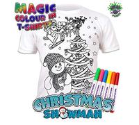 Splat Planet Christmas Snowman Magic Colouring T-Shirt with 10 Non-Toxic Washable Magic Pens - Colour Your T-Shirt, Colour & Wash & Recolour (UK, Age, 9 Years, 11 Years, Regular)