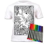 Splat Planet Colour-in Flamingo T-Shirt with 6 Non-Toxic Washable Magic Pens - Colour-in and Wash Out T-Shirt (12-13 Years)