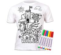 Splat Planet Colour-in WalesT-Shirt with 6 Non-Toxic Washable Magic Pens - Colour-in and Wash Out T-Shirt (5-6 Years)