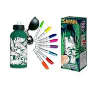 Splat Planet Decorate Your Own Water Bottle, Colour-in Your Own. Gift for Kids, 600ml (Safari)
