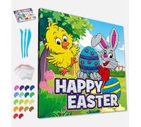 Splat Planet - Easter Chick and Bunny Clay Painting Kit - Mess Free Clay Art Canvas Kit for Kids & Adults, Air Dry Clay Craft Activity, DIY Sensory Art Kit, Easter Craft Gift Set, 30 x 30 cm