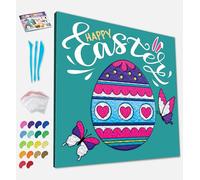 Splat Planet - Easter Egg Clay Painting Kit - Mess Free Clay Art Canvas Kit for Kids & Adults, Air Dry Clay Craft Activity, DIY Sensory Art Kit, Easter Craft Gift Set, 30 x 30 cm