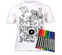Splat Planet Farm Magic Colouring T-Shirt with 10 Washable Magic Pens - Colour Your T-Shirt, Colour & Wash & Recolour White