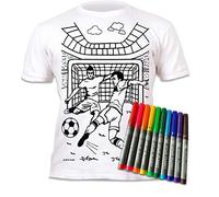 Splat Planet Football T-Shirt for Kids, White, Unisex, Short Sleeve, Regular Fit, Reusable Coloring Activity (UK, Age, 5 Years, 6 Years, Regular, White)