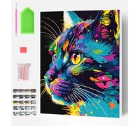 Splat Planet Framed Diamond Painting Kit, Rhinestone, Framed Diamond Art, 5D Diamond Painting Kit, Home Wall Decoration,Arts and Crafts for Adults,Kids,30x40cms (Bright Cat)