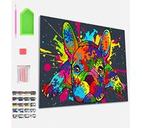 Splat Planet French Bulldog Framed Diamond Painting Kit, Rhinestone, Framed Diamond Art, 5D Diamond Painting Kit, Home Wall Decoration,Arts and Crafts for Adults,Kids,30x40cms