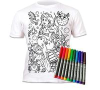 Splat Planet Mermaid Magic Coloring T-Shirt with 10 Non-Toxic Washable Magic Pens - Color Your T-Shirt, Color & Wash & Recolor Kids Birthdays (UK, Age, 3 Years, 4 Years, Regular) White