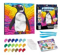 Splat Planet - Mess-Free Clay Painting Kit, Air Dry Clay Modelling Kit, Sensory 3D Canvas Fun Arts and Crafts for Kids, Pre-Framed 30x30cm (12x12 inches) (Penguin)