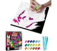 Splat Planet - Mess-Free Lion Clay Painting Kit, Air Dry Clay Modelling Kit, Sensory 3D Canvas Fun Arts and Crafts for Kids, Pre-Framed 30x30cm (12x12 inches)