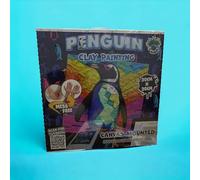 Splat Planet - Mess-Free Penguin Clay Painting Kit, Air Dry Clay Modelling Kit, Sensory 3D Canvas Fun Arts and Crafts for Kids, Pre-Framed 30x30cm (12x12 inches)
