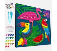 Splat Planet - Mess-Free Tropical Clay Painting Kit, Air Dry Clay Modelling Kit, Sensory 3D Canvas Fun Arts and Crafts for Kids, Pre-Framed 30x30cm (12x12 inches)