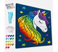 Splat Planet - Mess-Free Unicorn Clay Painting Kit, Air Dry Clay Modelling Kit, Sensory 3D Canvas Fun Arts and Crafts for Kids, Pre-Framed 30x30cm (12x12 inches)