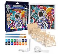 Splat Planet - Space Scene 3D Wooden Art Kit - Paint Your Own 3D Layered Wood Wall Art for Kids & Adults, DIY 3D Art Space Scene Wood Painting Kit Wooden Art and Craft Gift Set, 25 x 25cm